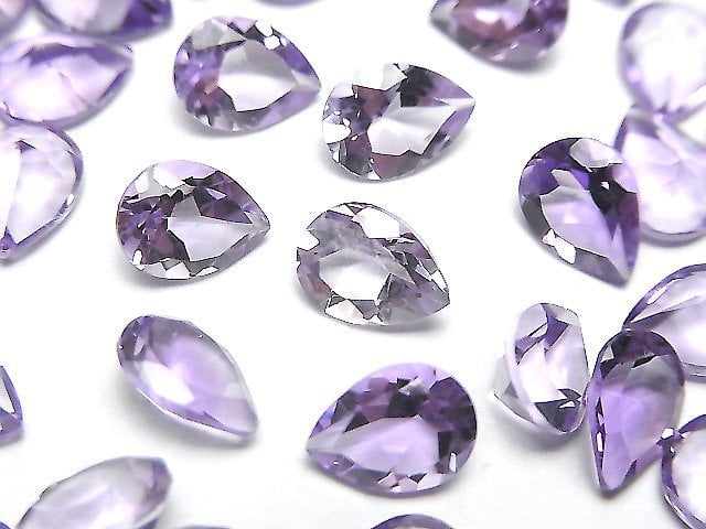 高品質紫水晶 AAA 梨形刻面裸石 8x6mm 5顆裝