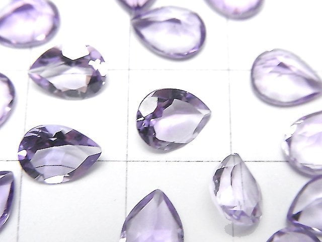 高品質紫水晶 AAA 梨形刻面裸石 8x6mm 5顆裝