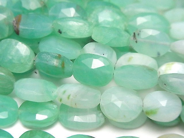 Peruvian Blue Opal AA++ Faceted Oval half or 1strand beads (aprx.7inch/18cm)