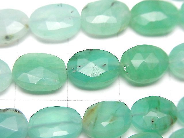 Peruvian Blue Opal AA++ Faceted Oval half or 1strand beads (aprx.7inch/18cm)