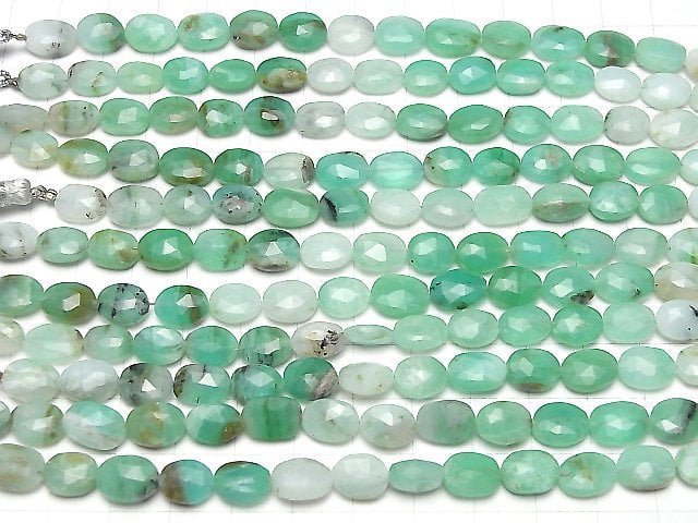 Peruanischer blauer Opal AA++ facettierter Oval halb oder 1 Strang Perlen (ca. 7 Zoll/18 cm)