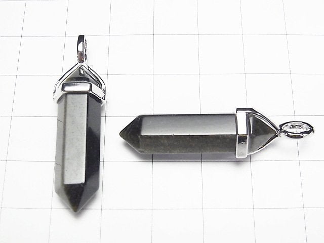金曜石 AAA 雙尖墜子 32x8x8mm 銀色 3個