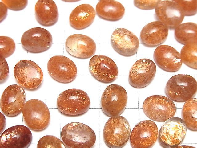 Hochwertiger Sonnenstein AAA oval Cabochon 9x7mm 2Stk