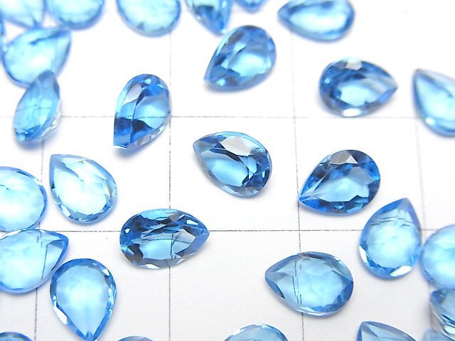 高品質瑞士藍拓帕石 AAA 梨形刻面裸石 7x5mm 3顆