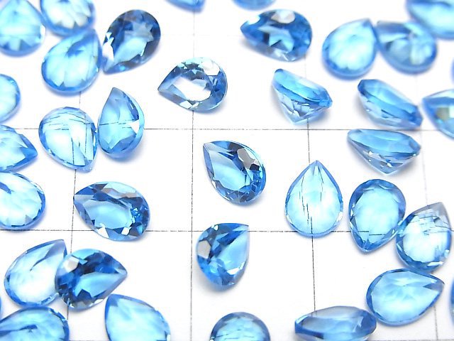 Hochwertiger Schweizer blauer Topas AAA loser Stein tropfenförmig facettiert 7x5mm 3Stk