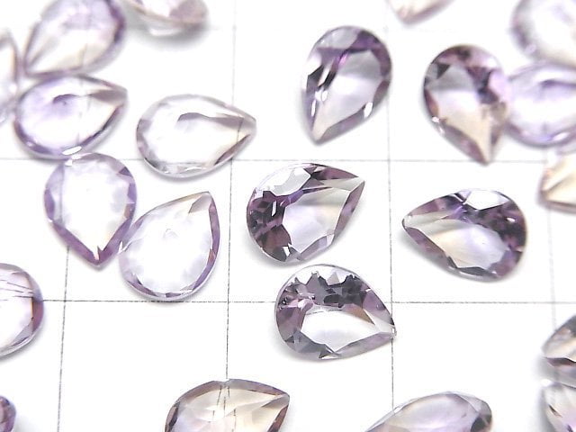高品質紫水晶 x 黃水晶 AAA 梨形刻面裸石 8x6mm 2顆