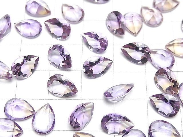 Hochwertiger Amethyst x Citrin AAA loser Stein tropfenförmig facettiert 10x7mm 2Stk