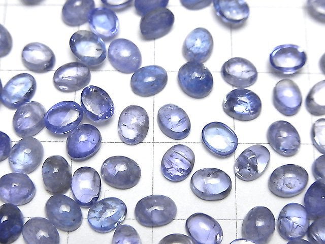 Hochwertiger Tansanit AA++ oval Cabochon 5x4mm 5Stk