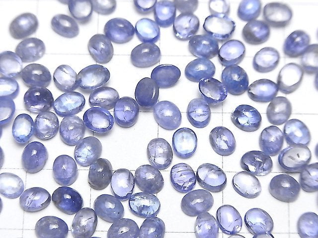 Hochwertiger Tansanit AA++ oval Cabochon 5x4mm 5Stk