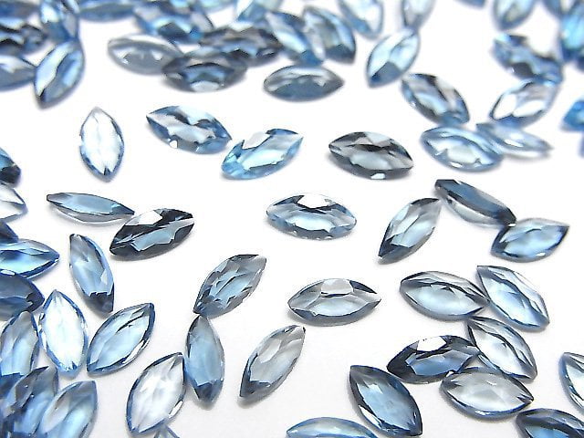 倫敦藍拓帕石 AAA 級馬眼形刻面裸石 6x3mm 5顆