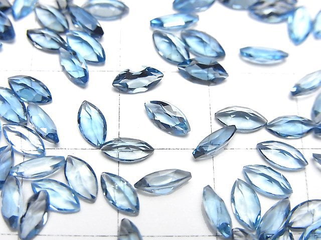 倫敦藍拓帕石 AAA 級馬眼形刻面裸石 6x3mm 5顆