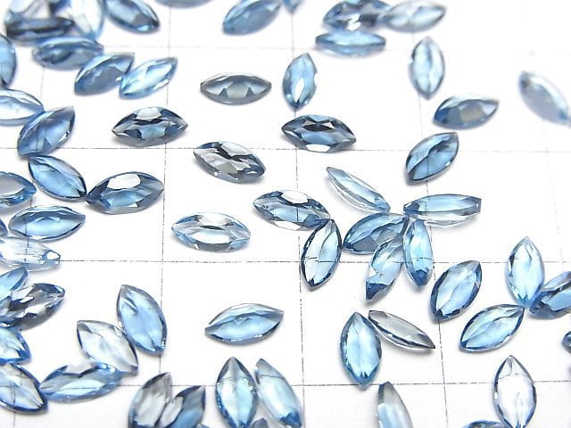 Hochwertiger London blauer Topas AAA loser Stein Marquise facettiert 6x3mm 5Stk