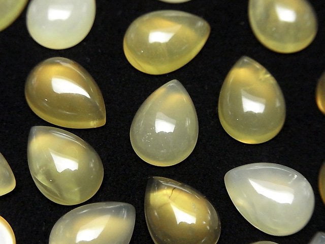 Yellow Opal AA++ Pear shape Cabochon 14x10mm 2pcs