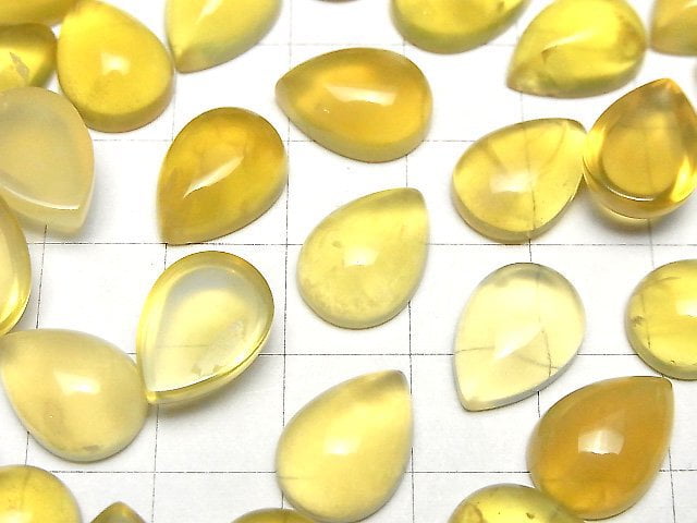 Gelber Opal AA++ Birnenform Cabochon 14x10mm 2 Stück