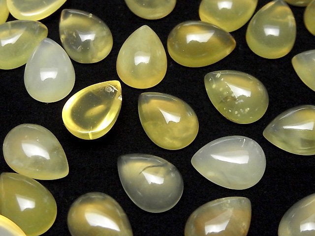 Gelber Opal AA++ Birnenform Cabochon 14x10mm 2 Stück