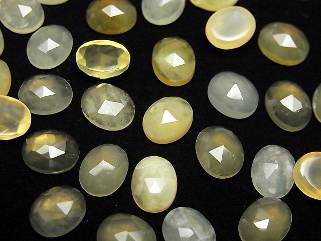 Gelber Opal AA++ Oval Rosenschliff 10x8mm 4 Stück