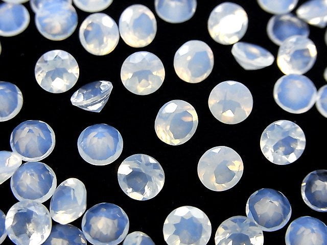 Hochwertiger Mondlichtquarz AAA Rund facettiert 6x6mm 2 Stück