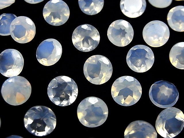 Hochwertiger Mondlichtquarz AAA Rund facettiert 8x8mm 1 Stück