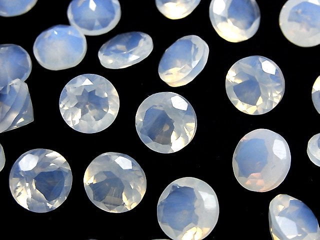 Hochwertiger Mondlichtquarz AAA Rund facettiert 10x10mm 1 Stück