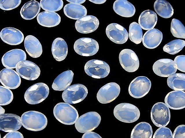 Hochwertiger Mondlichtquarz AAA Oval facettiert 8x6mm 2 Stück