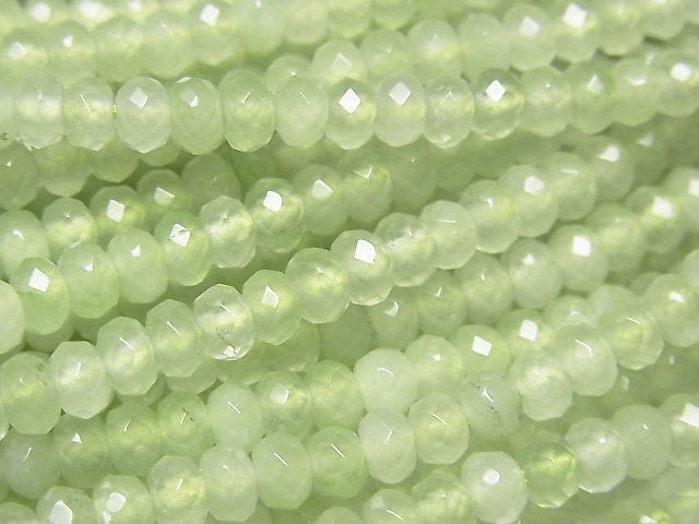 High Quality! Light green color Jade Faceted Button Rondelle 4x4x2.5mm 1strand beads (aprx.13inch/33cm)