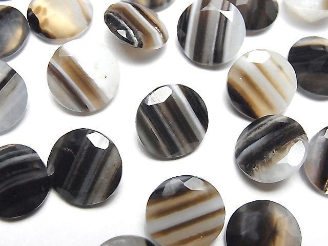 黑紋瑪瑙 散珠 圓刻面 12x12mm 3顆