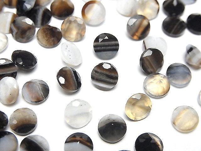黑條紋瑪瑙 散珠 圓刻面 6x6mm 10顆