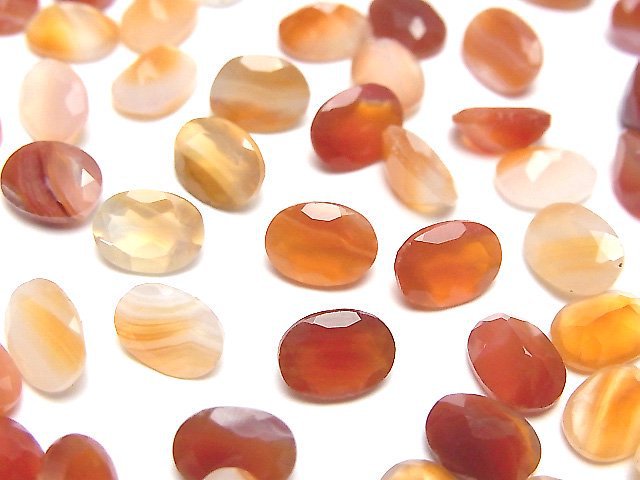 混合刻面紅玉髓裸石 橢圓形刻面 8x6毫米 10顆裝