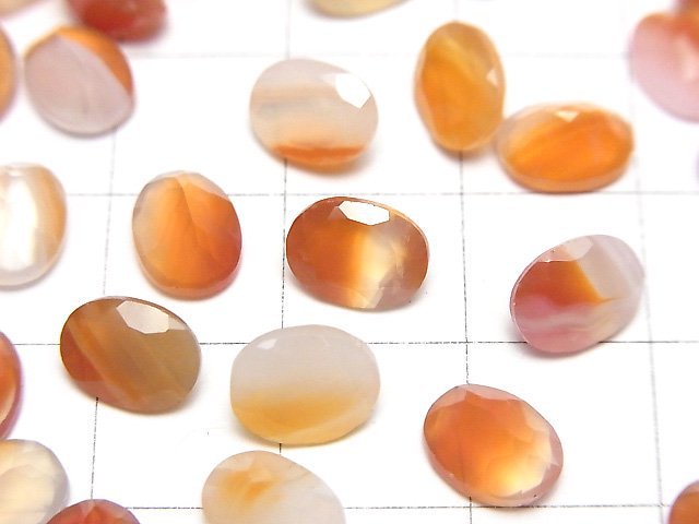 混合刻面紅玉髓裸石 橢圓形刻面 8x6毫米 10顆裝