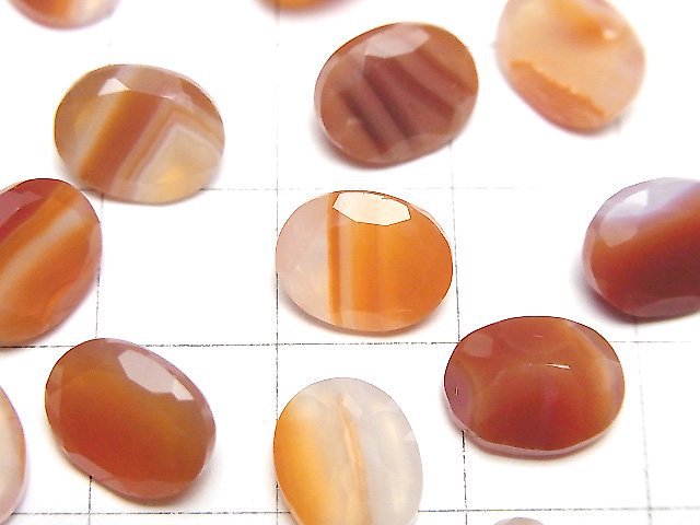 紅玉髓刻面橢圓形散珠 10x8毫米 5顆裝