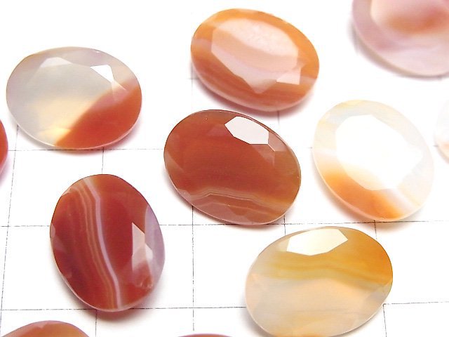 紅玉髓混合切面橢圓形裸石 16x12mm 2顆