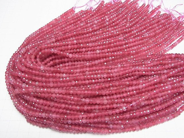 High Quality! Red color Jade Faceted Button Rondelle 4x4x2.5mm 1strand beads (aprx.13inch/33cm)