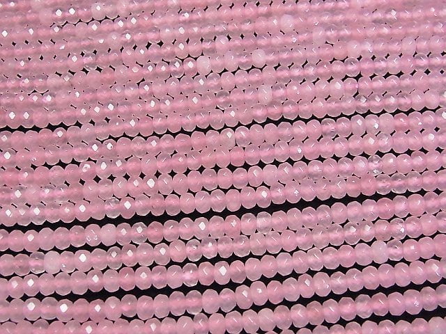 High Quality! Pink color Jade Faceted Button Rondelle 4x4x2.5mm 1strand beads (aprx.13inch/33cm)