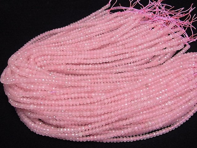 High Quality! Pink color Jade Faceted Button Rondelle 4x4x2.5mm 1strand beads (aprx.13inch/33cm)