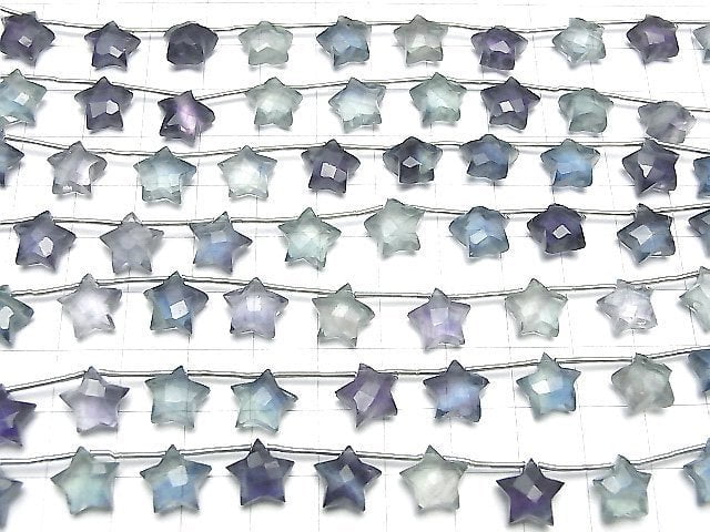 Hochwertiger Multicolor Fluorit AAA- Facettiert Stern 10x10mm halb oder 1Strang Perlen (10Stück)