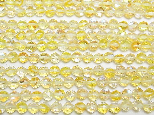 Hochwertig! Gelber Luna Flash Star facettierte runde 6mm 1 Strang Perlen (ca. 15 Zoll/36 cm)