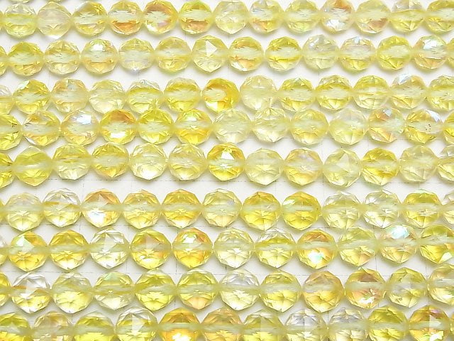 Hochwertig! Gelber Luna Flash Star facettierte runde 8mm 1 Strang Perlen (ca. 15 Zoll/36 cm)