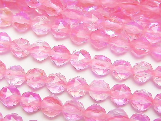 High Quality! Pink Luna Flash Star Faceted Round 6mm 1strand beads (aprx.15inch/36cm)