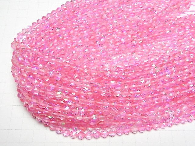 Hochwertig! Pinker Luna Flash Star facettierte runde 6mm 1 Strang Perlen (ca. 15 Zoll/36 cm)