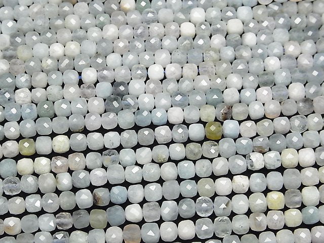 Hochwertig! Beryl Mix (Multicolor Aquamarin) AA Würfelform 4x4x4mm 1Strang Perlen (ca. 15 Zoll/36 cm)