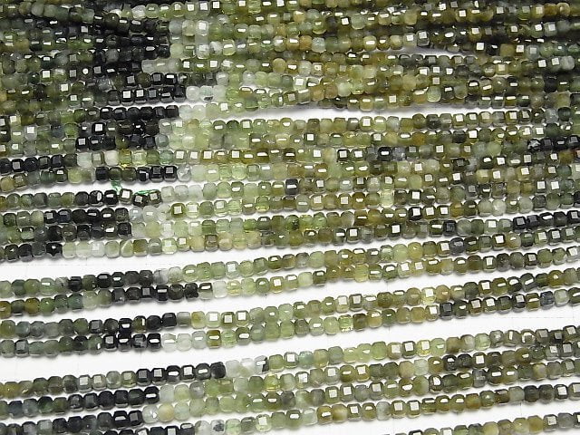 Hochwertig! Grüner Turmalin AA+ Würfelform 2.5x2.5x2.5mm 1Strang Perlen (ca. 15 Zoll/36 cm)