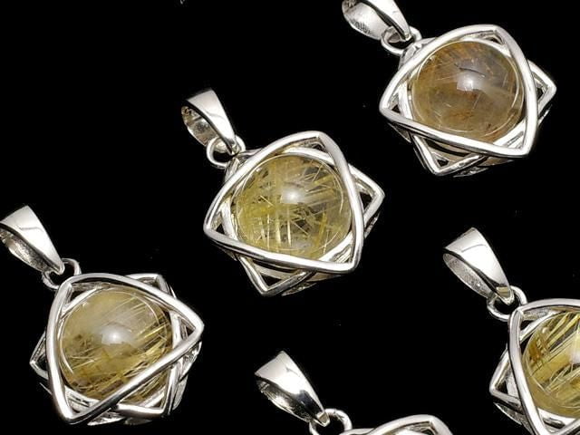 Rutilierter Quarz AAA 8mm Kugel Sternanhänger Silber925