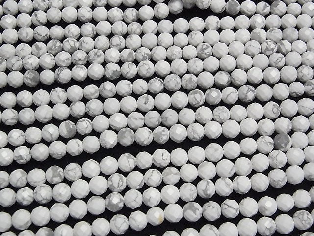 Hochwertig! Howlite Magnesit 64Facettierte Runde 6mm 1Strang Perlen (ca. 15 Zoll/37 cm)