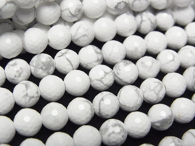 High Quality! Howlite Magnesite 128Faceted Round 6mm 1strand beads (aprx.15inch/37cm)
