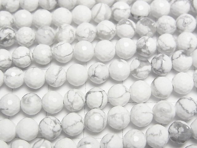 High Quality! Howlite Magnesite 128Faceted Round 6mm 1strand beads (aprx.15inch/37cm)