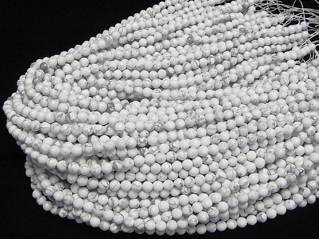 Hochwertig! Howlite Magnesit 128Facettierte Runde 6mm 1Strang Perlen (ca. 15 Zoll/37 cm)