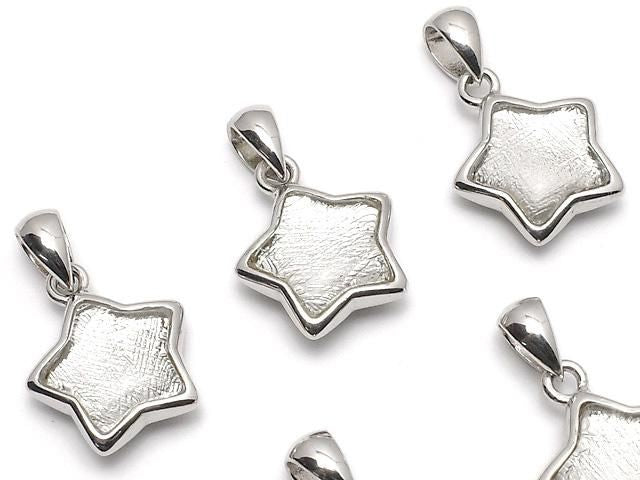 Pendentif motif étoile en météorite (Muonionalusta) 11x11mm Argent 925 1pc