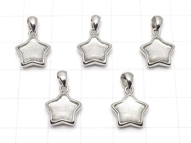 Pendentif motif étoile en météorite (Muonionalusta) 11x11mm Argent 925 1pc