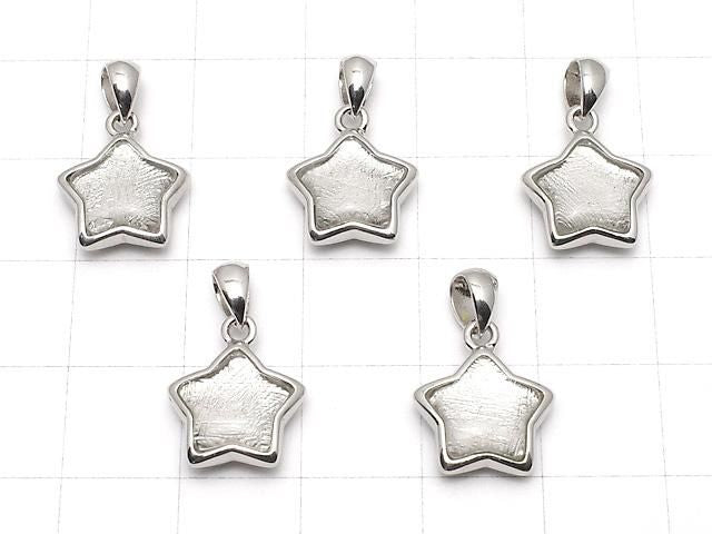 Meteorite (Muonionalusta) Star Motif Pendant 11x11mm Silver925 1pc