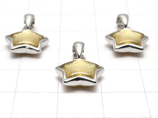 Pendentif étoile Météorite (Muonionalusta), 11x11mm, Or, Argent 925